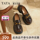 他她（TATA）盧昱曉同款魔法偵探厚底樂福鞋女真皮黑色小皮鞋JK鞋單鞋 棕色（寬版-跟高6CM） 37