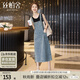 絲柏舍牛仔背帶裙2025春夏新款裝學(xué)院風(fēng)寬松中長(cháng)款連衣裙