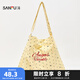 三?？姘n系休閑腋下包帆布包斜挎方包大容納女包托特包496137 黃色 大
