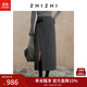致知ZHIZHI 尋瑤草 直身A字半裙女24冬季新款不對(duì)稱(chēng)高腰顯瘦通勤 暗巖灰 L