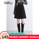 百圖betu女裝秋冬新款半身裙撞色線(xiàn)設計百搭短裙裙子女2410T73 黑色 L