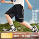 ASK JUNIOR男童褲子2025夏寬松舒適透氣工裝大口袋短褲百搭褲 黑色 150