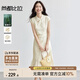尚都比拉國風(fēng)立領(lǐng)盤扣繡花連衣裙女夏季收腰顯瘦假兩件拼接裙氣質(zhì)中長裙