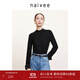 納薇（naivee）冬新款萊賽爾肌理感打底衫優(yōu)雅山水提花半高領(lǐng)上衣女 黑色 S