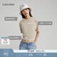 Calvin Klein Jeans夏季女士休閑簡(jiǎn)約ck印花字母舒適純棉圓領(lǐng)短袖T恤J222179 ACF-米色 S （推薦95-110斤）