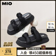 MIO七夕禮物米奧女鞋綿柔扭結(jié)舒適一字拖增高時尚休閑沙灘涼拖女 黑色 35