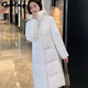 顧冰新款羽絨服女款中長(cháng)款過(guò)膝直筒加厚白鴨絨冬季外套 白色 S