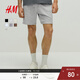 H&M男裝衛褲夏季薄款寬松直筒運動(dòng)跑步褲松緊腰休閑短褲1224295 混灰色 M 175/88 建議拍小一碼