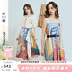 兩三事梵高文藝 藝術(shù)長(cháng)廊 2025夏季新款復古印花抽繩綁帶兩穿半身裙 花色 M