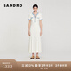 SANDRO2024春秋款女裝法式氣質(zhì)收腰白色針織連衣裙SFPRO03397 10/白色 36