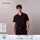 Calvin KleinJeans25早秋新款男士商務(wù)休閑ck純色刺繡純棉短袖T恤POLO4LC228G UB1-太空黑 L