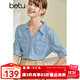 betu百圖女裝2022秋季新款襯衫氣質(zhì)減齡翻領(lǐng)牛仔襯衣通勤設計感小眾復古7分袖襯衫女2207T27 牛仔色 L