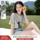 香影【小熊奇遇T】灰色短袖t恤女夏2025新款寬松落肩撞色刺繡上衣 熔巖灰色 XL 170/92A/125-140斤