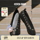 COOLCHAP25新款扣扣鞋diy鞋花淺口平底牛皮單鞋女時(shí)尚圓頭瑪麗珍芭蕾舞鞋 寂夜之主 標準版 （2朵鞋花） 36
