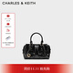 CHARLES&KEITH25冬新品褶皺包掛手提小方包波士頓包CK2-30671820 Black黑色 S