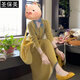 圣保美黃色針織長(cháng)袖連衣裙女裝2025新款秋季法式氣質(zhì)收腰兩件套裝長(cháng)裙子 【黃色套裝】(優(yōu)質(zhì)版) S