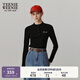 Teenie Weenie小熊女裝時(shí)尚簡(jiǎn)約春季修身毛針織打底衫黑色中領(lǐng)毛衣 黑色 M 165