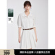 ELLE白色通勤風(fēng)襯衫連衣裙女2025夏季新款萊賽爾天絲收腰百褶短裙 白色 S