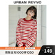 UR春季新款女節(jié)日氛圍感撞色條紋圓領(lǐng)寬松針織衫UWU940004 紅色條紋 S
