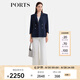 PORTS寶姿女裝2025春夏新款商務(wù)百搭通勤丈青藍七分袖西裝短夾克 丈青色 XS （2）