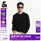 杰克·瓊斯（JACK&JONES）男裝針織衫純色舒適純棉立體鋼印圓領(lǐng)套頭毛衣 E40 黑色 S 170