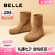 百麗（Belle）七夕禮物黃油吐司顯瘦西部靴女勃肯短靴D2M1DDZ4預售 棕色 39 (245mm)