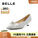 百麗（Belle）七夕禮物蝴蝶結(jié)高跟鞋女商場同款女神氣質(zhì)尖頭單鞋婚鞋BD401CQ3 銀色 34 (220mm)