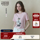 Teenie Weenie小熊女裝T恤2025秋季新款精美重工刺繡通勤短袖上衣 淺粉色 M