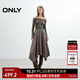 ONLY2025夏季新款優(yōu)雅拼接假兩件露肩A字傘裙連衣裙女|125307032 E05繩索灰色 XS