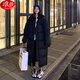 浪莎羽絨棉服女中長(cháng)款韓版寬松過(guò)膝棉衣棉襖2025冬季新款oversize外套 黑色 【帽可拆】【升級加厚】 S 80-100斤