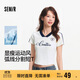 森馬（Semir）涼感T|短袖T恤女短款撞色V領(lǐng)夏季2025修身上衣運動(dòng)風(fēng)109325100047