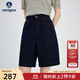 Navigare意大利小帆船牛仔短褲25夏季新款百搭時(shí)尚五分褲高腰通勤百搭中褲 海軍藍 XL