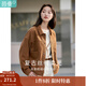 茵曼（INMAN）2025秋冬女裝新款純色翻領(lǐng)口袋單排扣百搭短外套上衣 濃咖啡 M