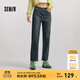 森馬（Semir）[商場(chǎng)同款]牛仔褲女加絨做舊長(cháng)褲復古2024新款冬季顯瘦直筒褲 牛仔黃泥染80325 27