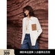 ELLE法式松弛感燈芯絨襯衫女2025秋季新款廓形通勤寬松拼接襯衣 米白 M