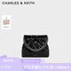 CHARLES&KEITH鏈條單肩腋下托特包流浪包包女包女友生日七夕禮物CK2-20671559 Noir黑色 M