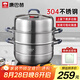 康巴赫304不銹鋼三層蒸鍋蒸籠復(fù)底湯蒸鍋多功能防燙鍋具32cm燃?xì)庠钔ㄓ? title=
