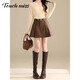 塔馳密司輕奢高腰顯瘦a字小皮裙短裙女2025秋季新款咖色PU防走光半身裙子 黑色百搭通勤 XL /29推薦120-135斤