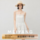 美洋（MEIYANG）花田裙 田園小精靈 全棉浪漫繡花半裙/吊帶裙新品連衣裙 米白色（連衣裙） M