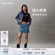 Calvin KleinJeans春夏女士ck復古潮流性感后拉鏈純棉A字牛仔半身裙J223697 1A4-牛仔藍 均碼 26