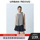 UR2025秋季新款女裝蝴蝶結系帶格紋無(wú)袖罩衫襯衫UYU250069 黑色格子 XS