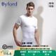 百富（BYFORD）男士圓領(lǐng)打底衫棉針織內(nèi)衣短袖T恤男通勤打底上衣休閑汗衫MW8824 MW8824白色-圓領(lǐng)-有LOGO(推薦) M