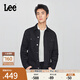 Lee【預售】25秋冬新品舒適版翻領(lǐng)小Logo織標黑色男牛仔夾克外套 黑色 XL