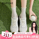 達芙妮黃色德訓鞋女2025新款夏季薄款鞋甘網(wǎng)面透氣休閑厚底增高運動鞋女 米色【單網(wǎng)透氣】 38