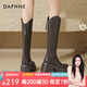 達(dá)芙妮長(zhǎng)靴女高跟粗跟長(zhǎng)筒靴秋季2025新款增高品牌百搭高筒女靴 深棕色 37 (235mm) 標(biāo)準(zhǔn)碼