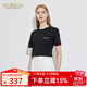Scofield簡(jiǎn)約圓領(lǐng)休閑絲光棉舒適顯瘦短袖T恤女裝 黑色（爆款加單） L 170
