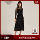 歌莉婭（GOELIA）紅色連衣裙禮服晚會(huì )高定宴會(huì )裝氣質(zhì)顯瘦壓褶蛋糕連衣裙18NM4E350 B00黑色 M