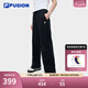 FILA FUSION斐樂潮牌針織長褲男2025夏季新款時(shí)尚寬松收口休閑褲 【女】正黑色-BK S