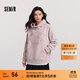 森馬（Semir）史努比系列衛衣女中長(cháng)款假兩件圖案冬oversize搖粒絨連帽衣服 橡皮粉61214（特寬松款介意可拍小一碼） S