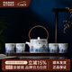 景德鎮官方陶瓷茶具套裝青花玲瓏茶壺泡茶杯功夫茶整套高檔中秋節禮物 花漫提梁壺茶具